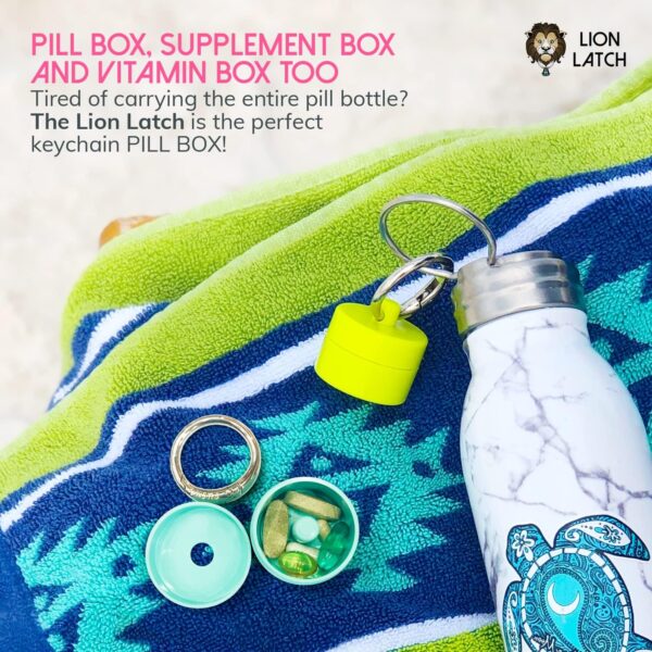 Lion Latch: As Seen on Shark Tank, Jewelry Box Case, Traveling Jewelry Holder Storage, Pill Box Keychain Container, 3-Pack - Yellow, Mint, Pink - Image 5