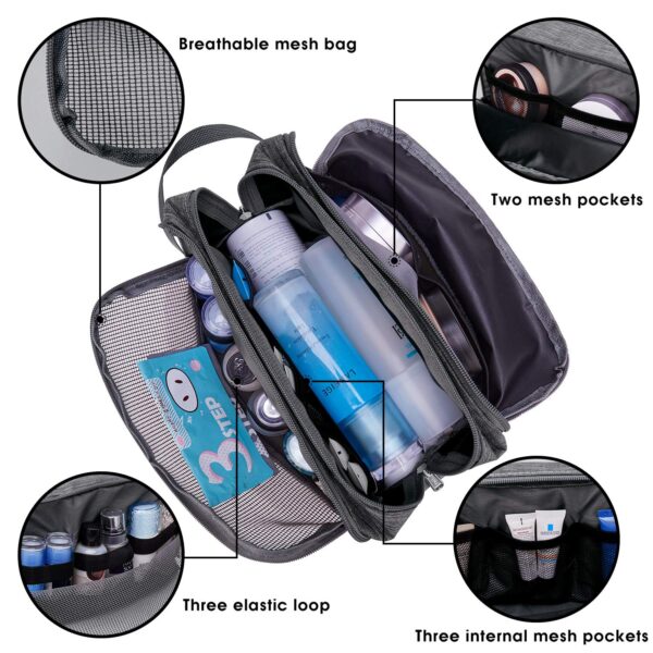 Toiletry Bag for Men Hanging Dopp Kit Water Resistant Shaving Bag Small Toiletry Bag for Traveling (Denim Grey) - Image 3