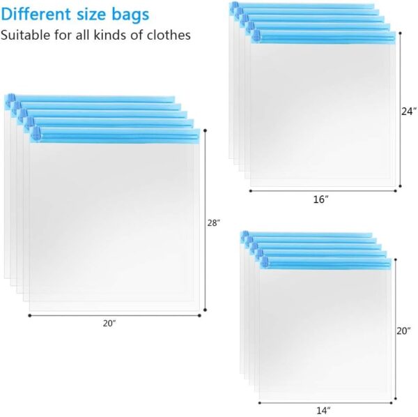 10Pack Travel Space Saver Bags (4 x S, 3 x L, 3 xL), Reusable KFYM Vacuum Travel Storage Bag, Saves 75% of Storage Space, Roll-Up Compression, No Need For Vacuum Machine Or Pump - Image 3