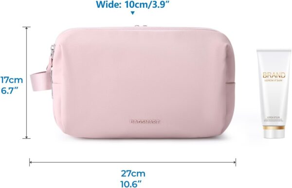 BAGSMART Toiletry Bag for Women, Cosmetic Makeup Bag Organizer, Travel Bag for Toiletries, Dopp Kit Water-resistant Shaving Bag for Accessories, Pink-Standard - Image 7