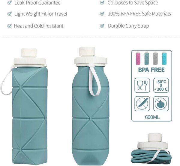 SPECIAL MADE Collapsible Water Bottles Cups Leakproof Valve Reusable BPA Free Silicone Foldable Travel Water Bottle Cup for Gym Camping Hiking Travel Sports Lightweight Durable - Image 4