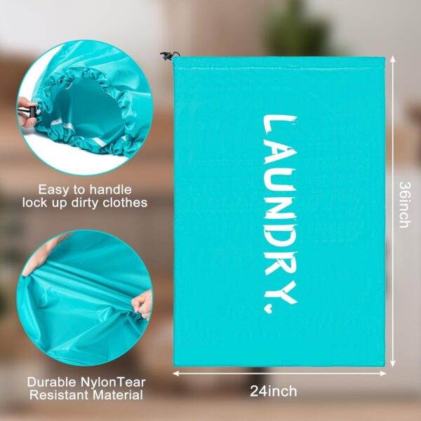 2 Pack XL Travel Laundry Bag, Machine Washable Dirty Clothes Organizer with Drawstring，Large Enough to Hold 4 Loads of Laundry, Easy Fit a Laundry Hamper or Basket Travel Essentials 24" x 36" - Image 3