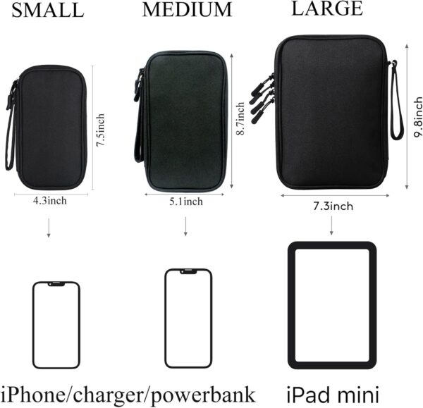 DDgro Travel Accessories Organizer Electronics Pouch for Keeping Certificates Charger/Power Bank/Cables/Mouse/Earphone (Medium, Black) - Image 5