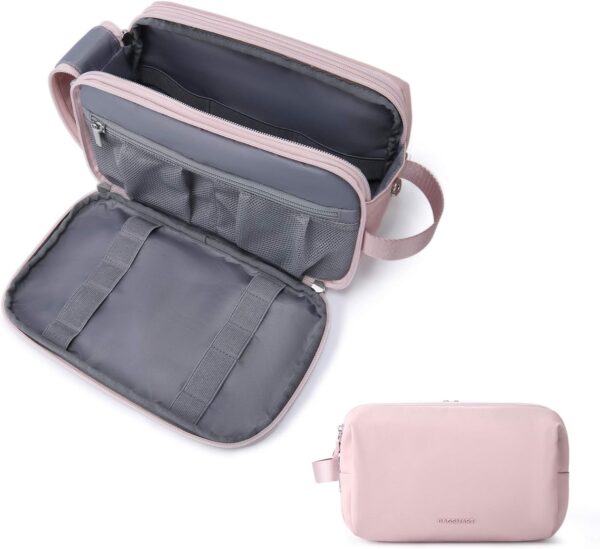 BAGSMART Toiletry Bag for Women, Cosmetic Makeup Bag Organizer, Travel Bag for Toiletries, Dopp Kit Water-resistant Shaving Bag for Accessories, Pink-Standard