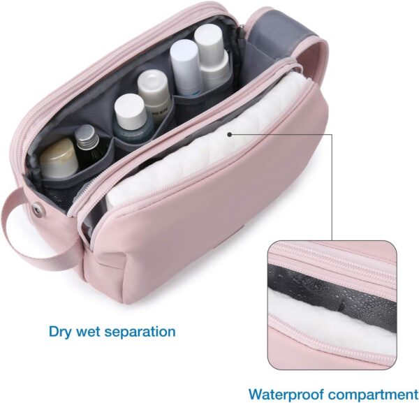 BAGSMART Toiletry Bag for Women, Cosmetic Makeup Bag Organizer, Travel Bag for Toiletries, Dopp Kit Water-resistant Shaving Bag for Accessories, Pink-Standard - Image 4