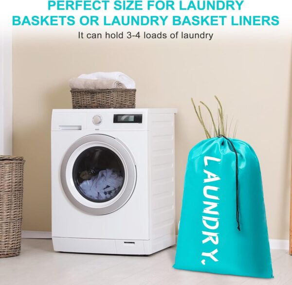 2 Pack XL Travel Laundry Bag, Machine Washable Dirty Clothes Organizer with Drawstring，Large Enough to Hold 4 Loads of Laundry, Easy Fit a Laundry Hamper or Basket Travel Essentials 24" x 36" - Image 6