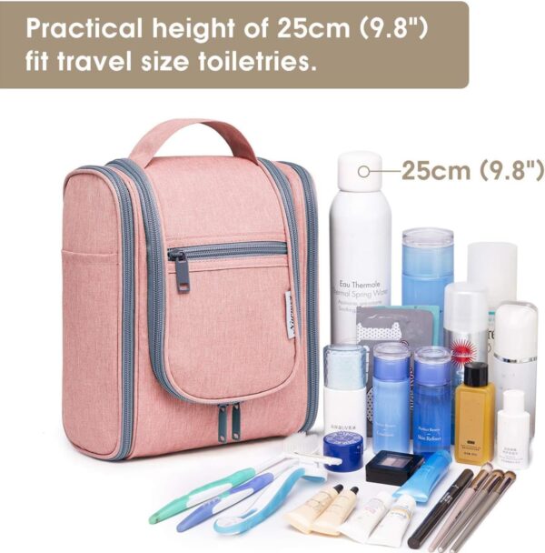 Narwey Hanging Toiletry Bag Women Travel Makeup Bag Organizer Toiletries Bag for Travel Size Essentials Accessories Cosmetics (Medium, Pink) - Image 5